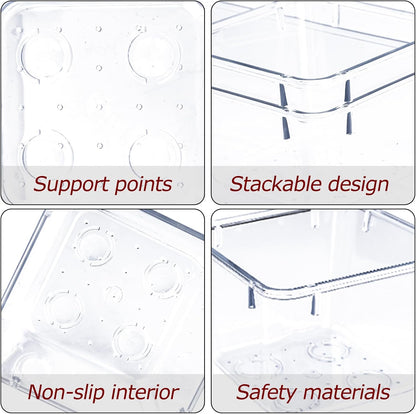 4 PCS Clear Plastic Drawer Organizer, Desk Drawer Divider Organizers and Storage Bins for Makeup, Jewelry, Gadgets for Kitchen, Bedroom, Bathroom, Office (9.0"x3.0"x2.2")