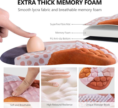 Mouse Pad Wrist Support, Laokiiy 2 in1 Keyboard Wrist Rest+ Ergonomic Mouse Pad, Non-Slip Wrist Rest for Computer Keyboard, Made Easy Typing & Relieve Wrist Pain（Banana Leaf Green）