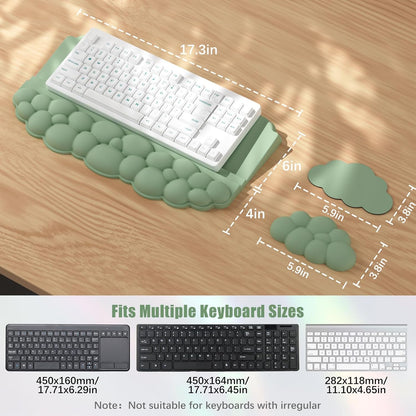 Ergonomic Wrist Rest for Keyboard and Mouse, Soft Memory Foam Cloud Keyboard Stand Pad with Wrist Rest Set, Easy Typing, Pain Relief, Comfort for Office, Work, Gaming - White