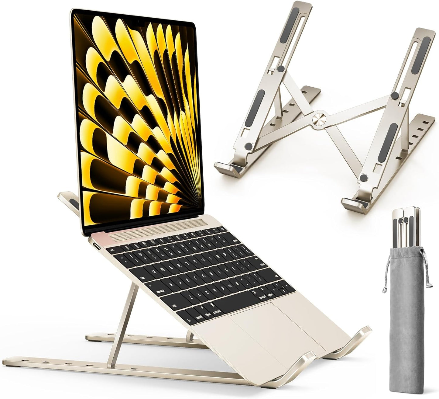 ivoler Laptop Stand, Laptop Holder Riser Computer Tablet Stand, 6 Angles Adjustable Aluminum Ergonomic Foldable Portable Desktop Holder Compatible with 10-15.6” MacBook,iPad, HP, Dell, Lenovo Silver