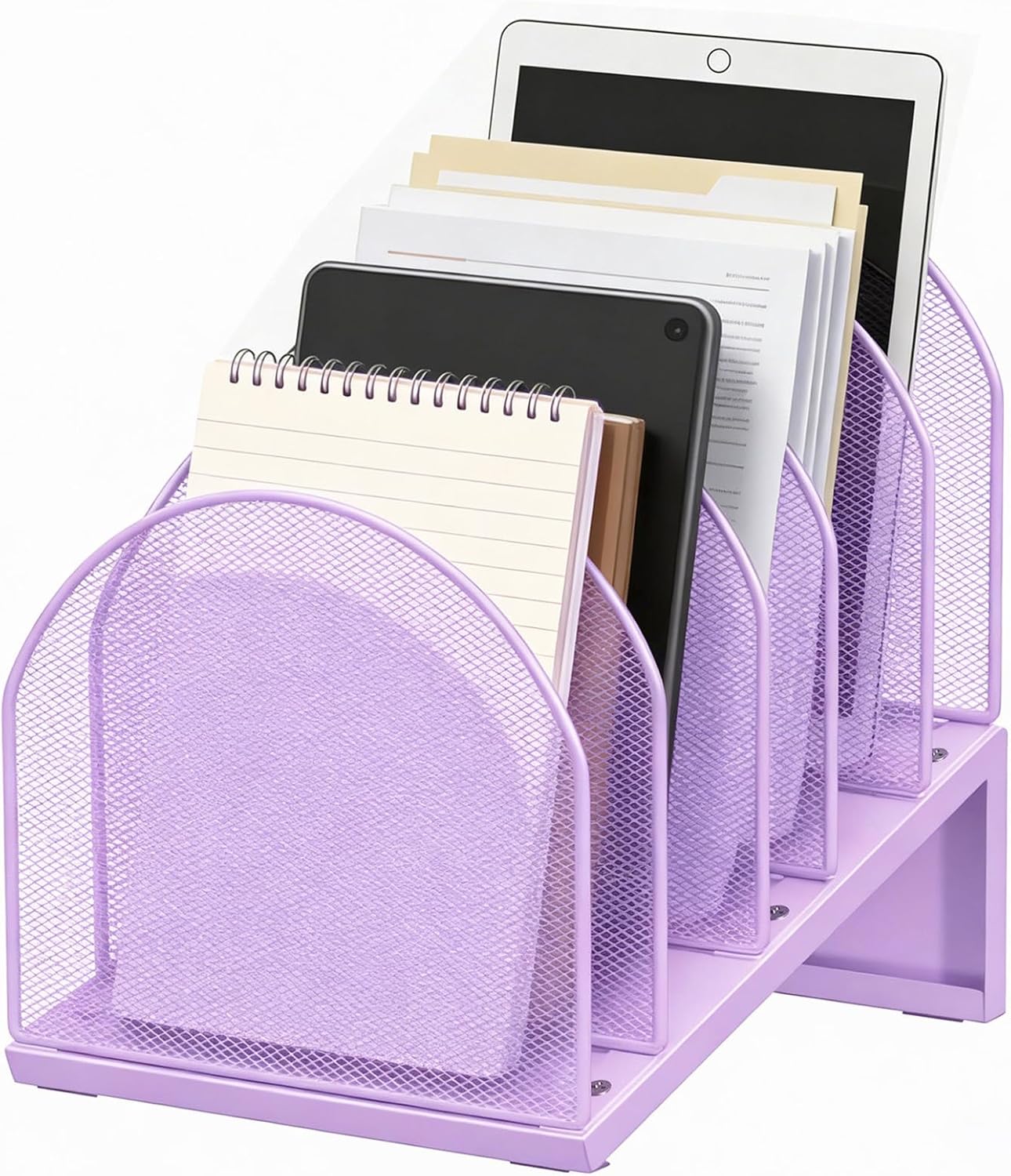 gianotter Desktop File Organizer, Desk Organizer with 5 Compartments, Paper Organizer for Desk, Workspace Organizers for Office Supplies (Black, Upright Style)