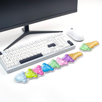 Gel Keyboard and Mouse Wrist Rest Set – Cute Wrist Rest for Computer Keyboard 60%/68%/75%, Comfort & Support for Typing and Gaming（Ice Cream