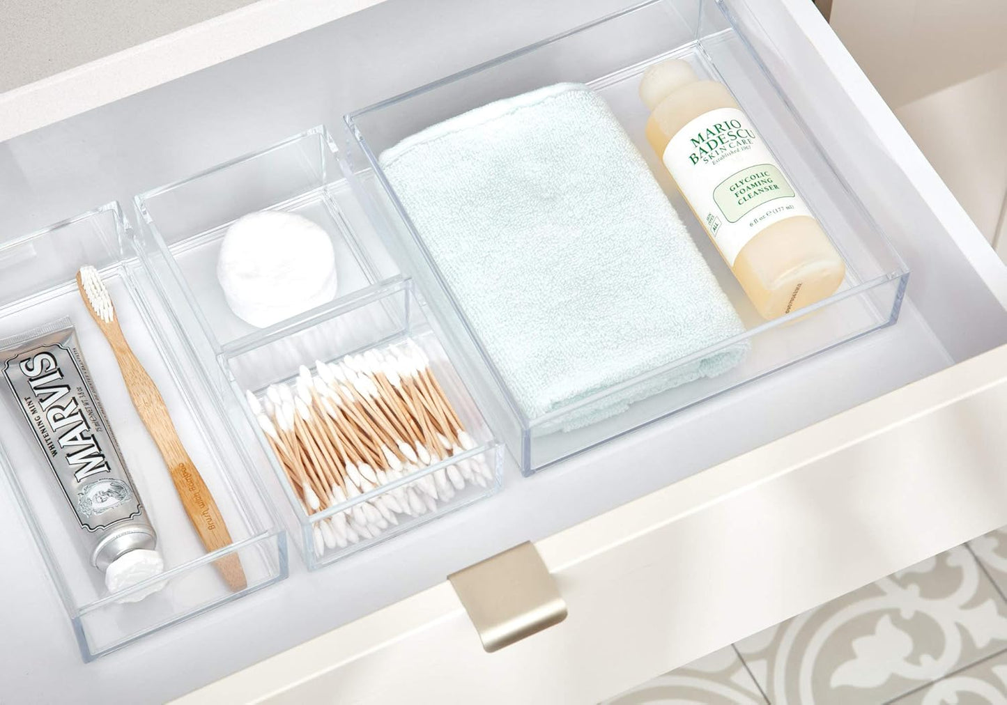 iDesign Plastic Makeup Drawer Organizer Tray - Vanity Organizer or Desk Drawer Organizer - Set of 2 - Clear