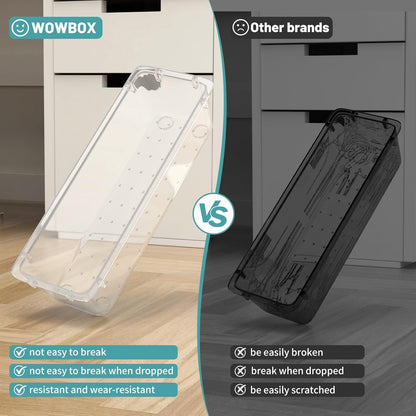 WOWBOX 32 PCS Clear Plastic Drawer Organizer Set, 4 Sizes Desk Drawer Organization and Storage Containers for Makeup, Cosmetics, Jewelry and Gadgets in Kitchen, Bathroom, Bedroom, Office, Clear Black