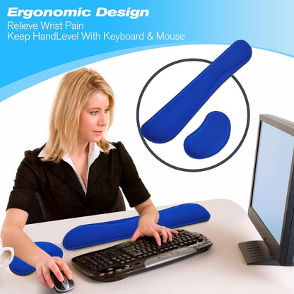 Keyboard Wrist Rest and Mouse Wrist Rest Set - Ergonomic Memory Foam Wrist Cushion - for Wrist Support on Computer, Laptop, Office, Playing Games, Typing Relieves Wrist Pain Black