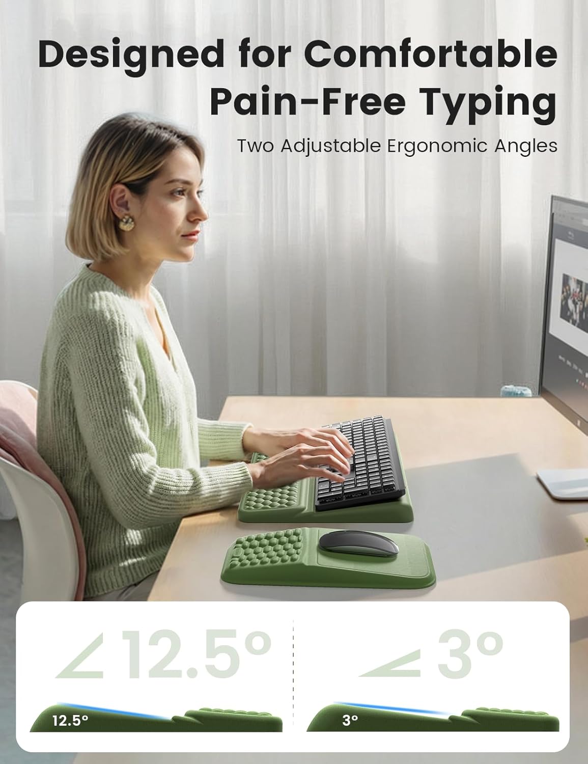 Vaydeer Keyboard Stand and Mouse Pad Set with Wrist Rest, Soft Memory Foam Wrist Support, Ergonomic Wrist Cushion for Desk, Relieves Carpal Tunnel Pain, Palm Hand Typing for Office, Home, Gaming