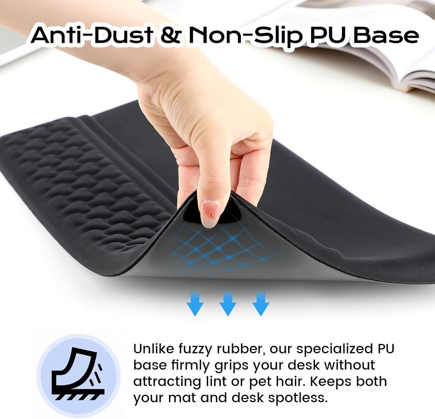 Keyboard Wrist Rest with Ergonomic Height - Computer Keyboard Stand & Soft Cushioned Pad for Wrist Pain Relief - Non-Slip Typing Support for Office, Gaming & Home (Black)