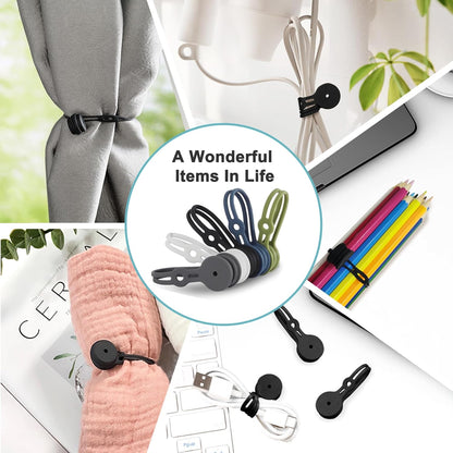 Magnetic Cable Ties 10 Pack, Silicone Cable Ties Charging Cord Organizer Travel Cable Management Straps Headphone Cord Wrap Reusable & Sturdy Cable Winder