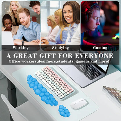 Gel Cloud Keyboard and Mouse Wrist Rest, Cute Wrist Support and Arm Support Keyboard Rest for Keyboard and Mouse Typing Pain Relief，Suitable for Office/Computer/Laptop/Gaming (Pink)