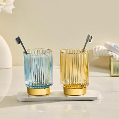 Makeup Brush Holder Organizer,Toothbrush Holders,Desk Pen Pencil Holder,Multifunctional Vintage Glass Brush Cup（L/Green/A3-6-US）