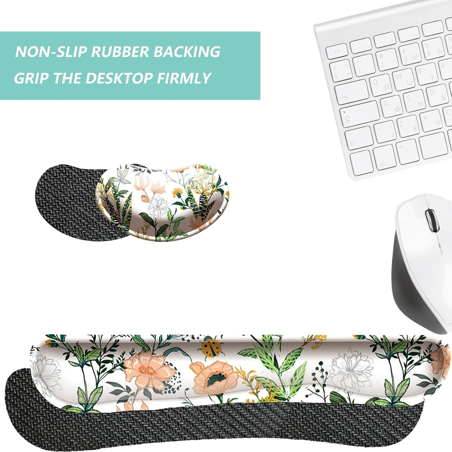 Keyboard Wrist Rest Mouse Wrist Support Set, Memory Foam Wrist Rest Pad for Computer Laptop Keyboard Mouse, Ergonomic Wrist Cushion Support for Typing Pain Relief, Gaming Home Office, Purple