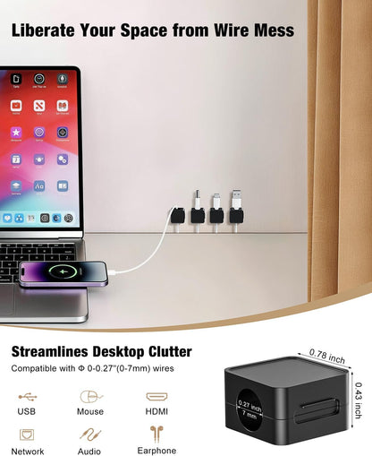 6 Pack Cord Holder, Strong Adhesive Desk Cord Organizer Magnetic Easy Open, Wire Holder Organizer Neatly for Home, Office, Car, Desk, Nightstand, Pink