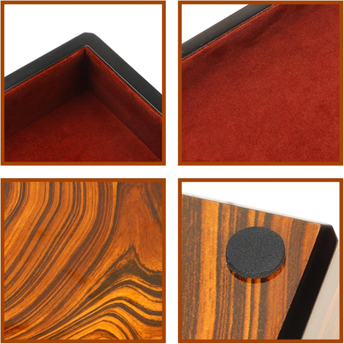 Wooden Valet Tray with Velvet Lining, EDC Desktop Catchall Organizer, Storage Tray for Jewelry, Wallets, Watches, Keys, Glasses, Perfect for Nightstand, Dresser, Entryway Bedside