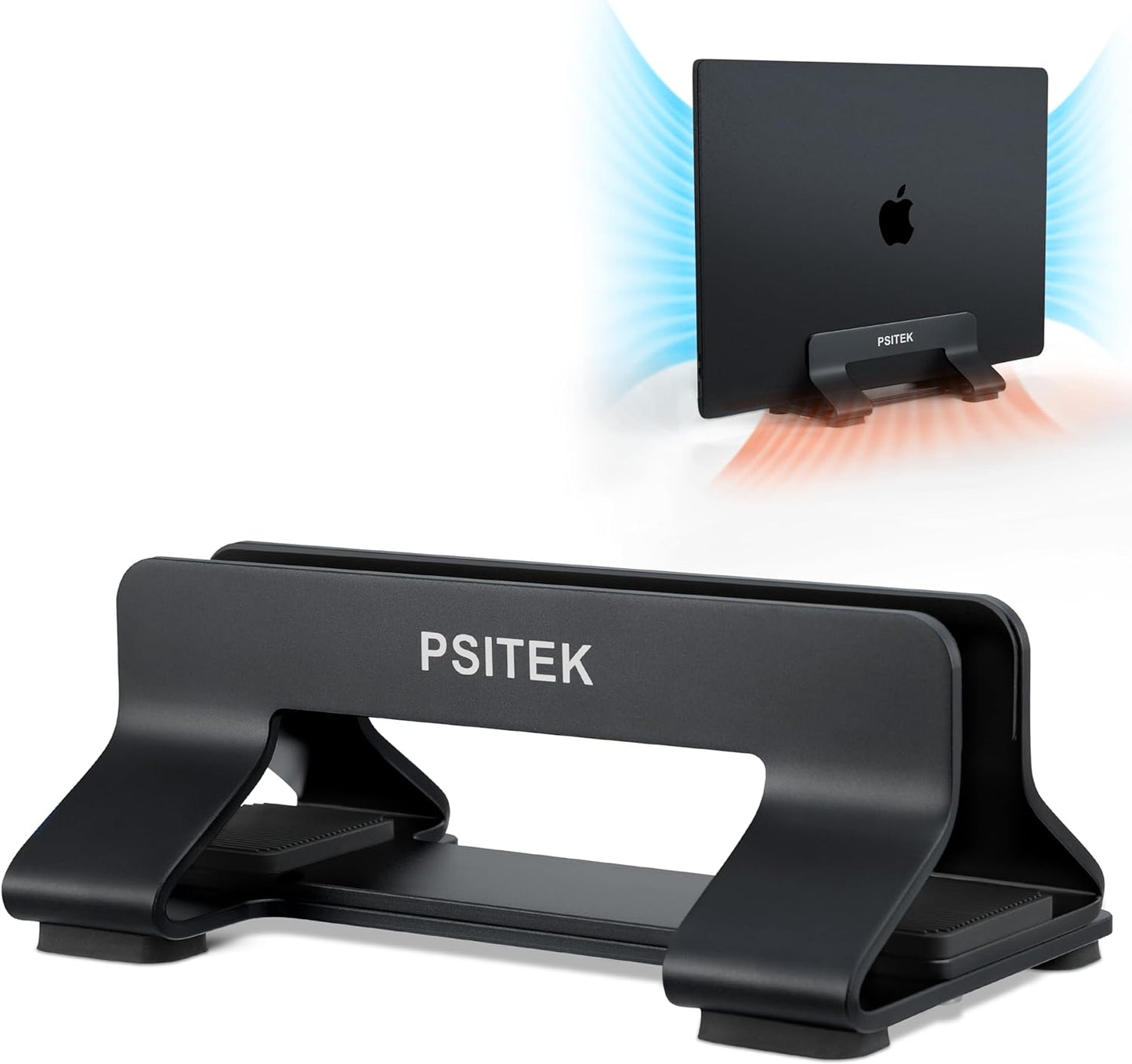 Aluminum Dual Vertical Laptop Stand Dock Holder, Supports 2 Devices, Adjustable Slot Width 15-36mm, Space-Saving Upright Storage for MacBook and Laptops