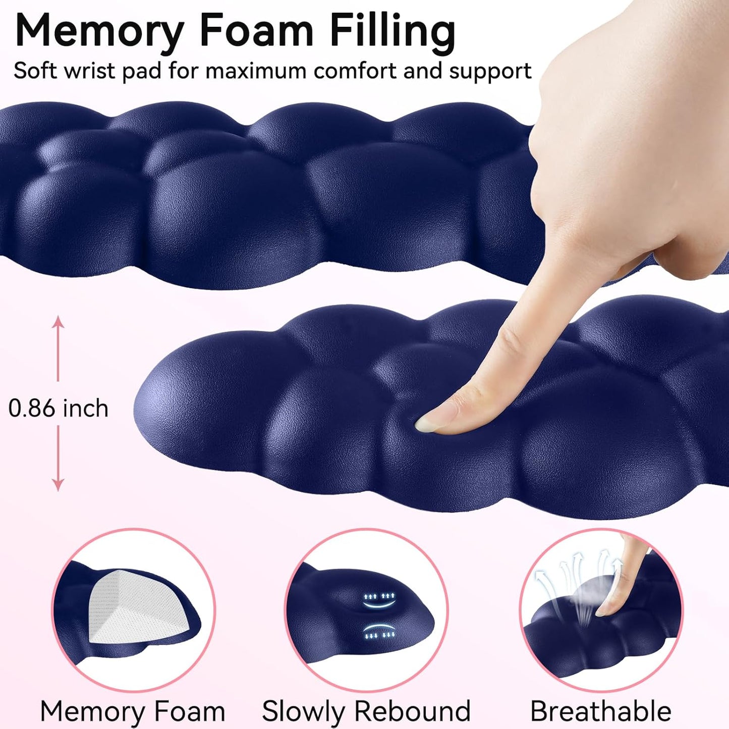 Sushret Cloud Wrist Rest for Computer Keyboard, 4-in-1 Memory Foam Leather Cloud Keyboard Wrist Rest and Mouse Pad Set with Ergonomic Support for Arm and Palm Cushion, Gaming/Work Setup, Rainbow