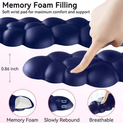 Sushret Cloud Wrist Rest for Computer Keyboard, 4-in-1 Memory Foam Leather Cloud Keyboard Wrist Rest and Mouse Pad Set with Ergonomic Support for Arm and Palm Cushion, Gaming/Work Setup, Rainbow