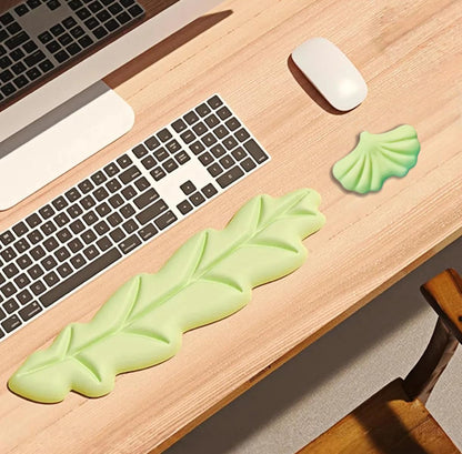 Angel Wing Wrist Rest Ergonomic Memory Foam Wrist Rest for Computer Keyboard Mouse Set, Cute Gaming Keyboard Cushion Hand Support PU Leather Surface Anti-Slip Waterproof White Angel Wing