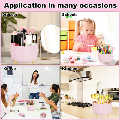 Gawsey Gold Desk Organizers and Accessories Set with 360-Degree Rotating Pen Holder, Acrylic Stapler, Tape Holder, Staple Remover, Binder/Paper Clips Kit, Scissor and 1 Box of Staples