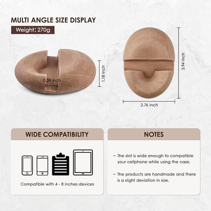 Artificial Stone Cell Phone Stand for Desk Handcraft Pebble Shape Minimalist Decor for Desk Kitchen Counter Office Easy of Use Sturdy and Stable(Beige Yellow)