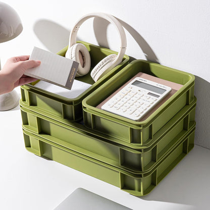 Stackable Organizer Boxes - Create Your Perfect Modular Desktop Storage System Office Desk Organizer Set15.8''*11''*3.26'' (Beige, 6Large)