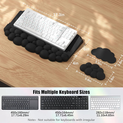 Ergonomic Wrist Rest for Keyboard and Mouse, Soft Memory Foam Cloud Keyboard Stand Pad with Wrist Rest Set, Easy Typing, Pain Relief, Comfort for Office, Work, Gaming - White