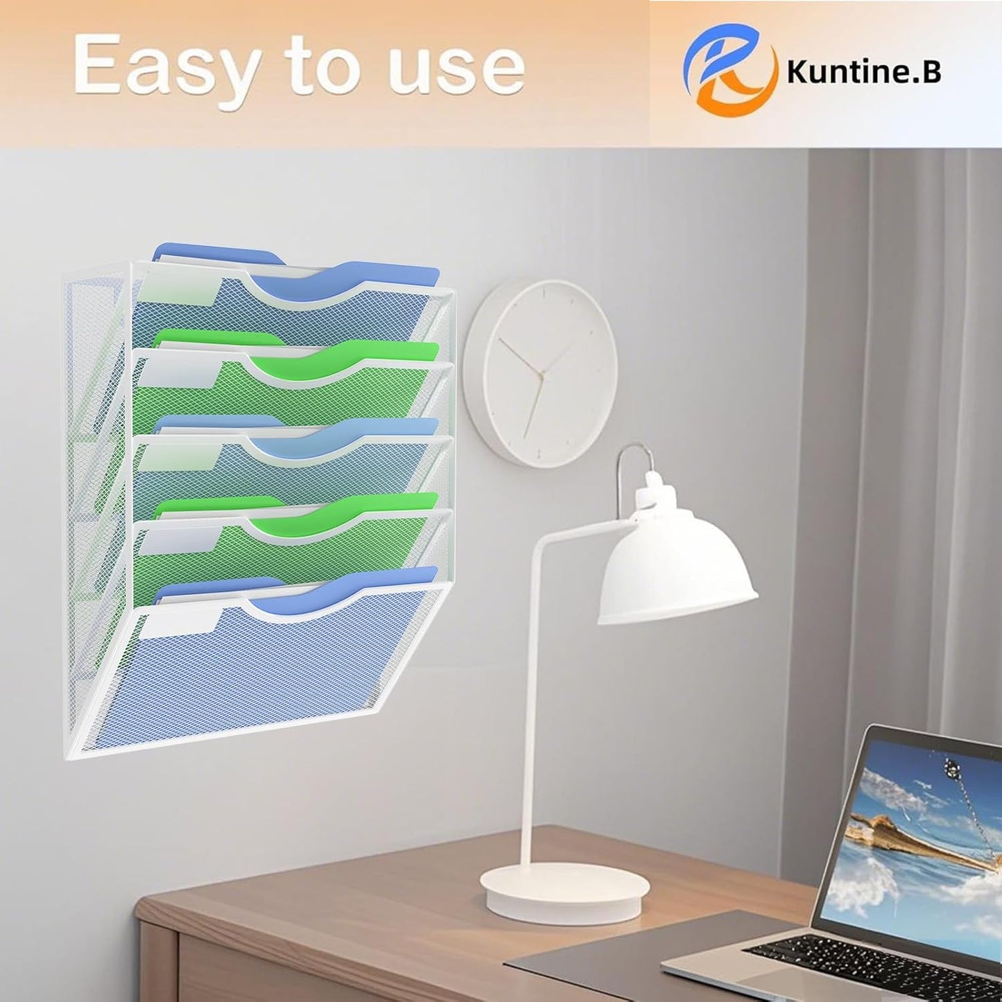 Kuntine.B Wall File Organizer Office Hanging Magazine Holder Wall File Organizer for Office Home (Black, 5 Tier)
