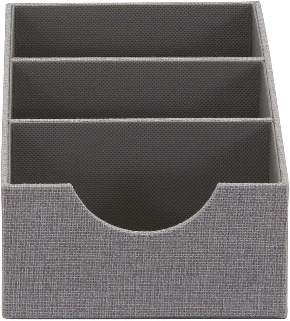 Household Essentials Grey 727-1 Deep 3 Section Drawer Organizer Box for Storage | 12 in x 6.13 in x 3.13