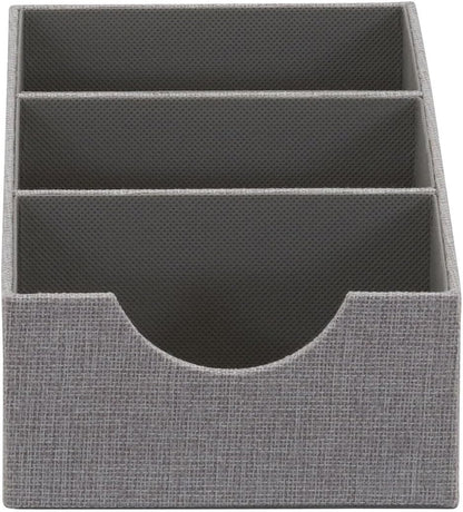 Household Essentials Grey 727-1 Deep 3 Section Drawer Organizer Box for Storage | 12 in x 6.13 in x 3.13