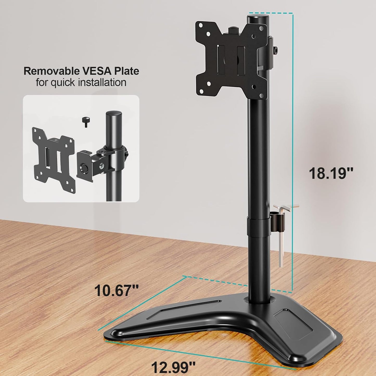 MOUNT PRO Single Monitor Stands Fits 13-32 inch/17.6 lbs Screen, Free-Standing Computer Monitor Mount for Desk, Display Standing with Adjustable Height/Tilt/Swivel/Rotation, VESA 75x75 100x100
