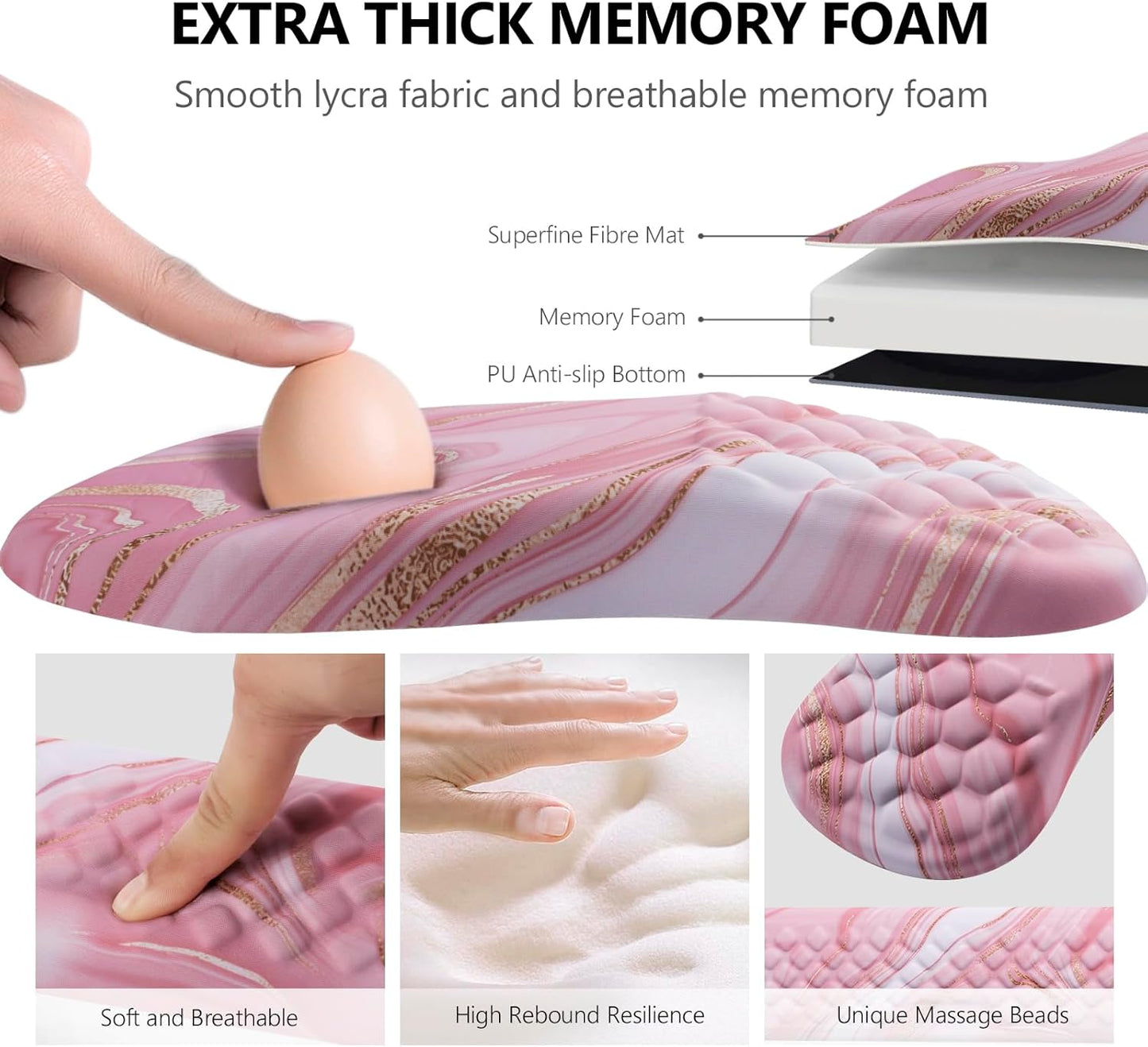 Mouse Pad Wrist Support, Laokiiy 2 in1 Keyboard Wrist Rest+ Ergonomic Mouse Pad, Non-Slip Wrist Rest for Computer Keyboard, Made Easy Typing & Relieve Wrist Pain（Banana Leaf Green）