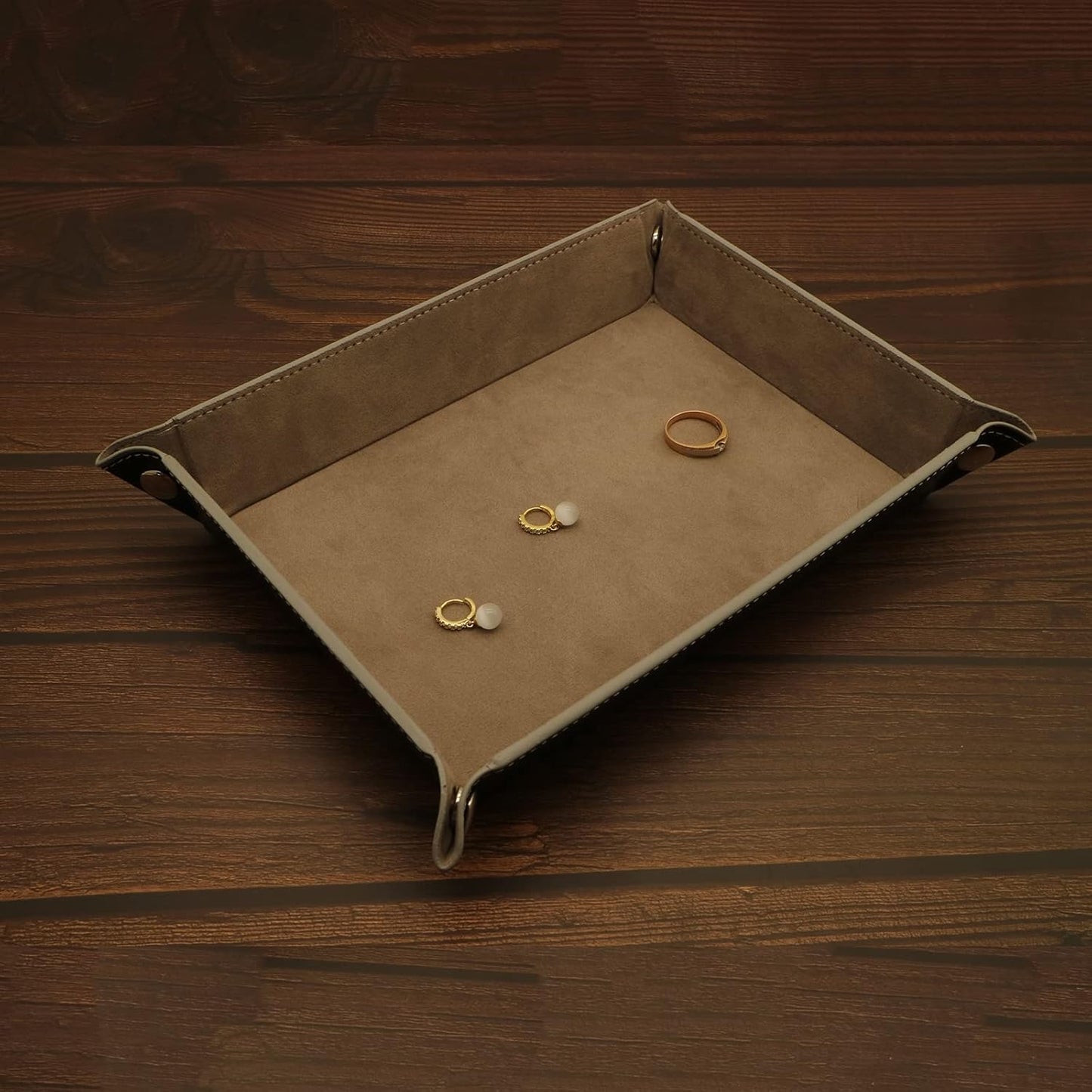 Valet Organizer - Catchall Tray for Jewelry, Wallets, Watches, Keys, Coins, Phones, Glasses - Perfect for Nightstand, Desk, Entryway