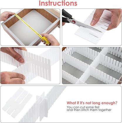 8Pcs Drawer Dividers, Adjustable Drawer Organizer for Socks, Underwear, Makeup, Can Help Tidy Kitchen, Bedroom, Dresser White