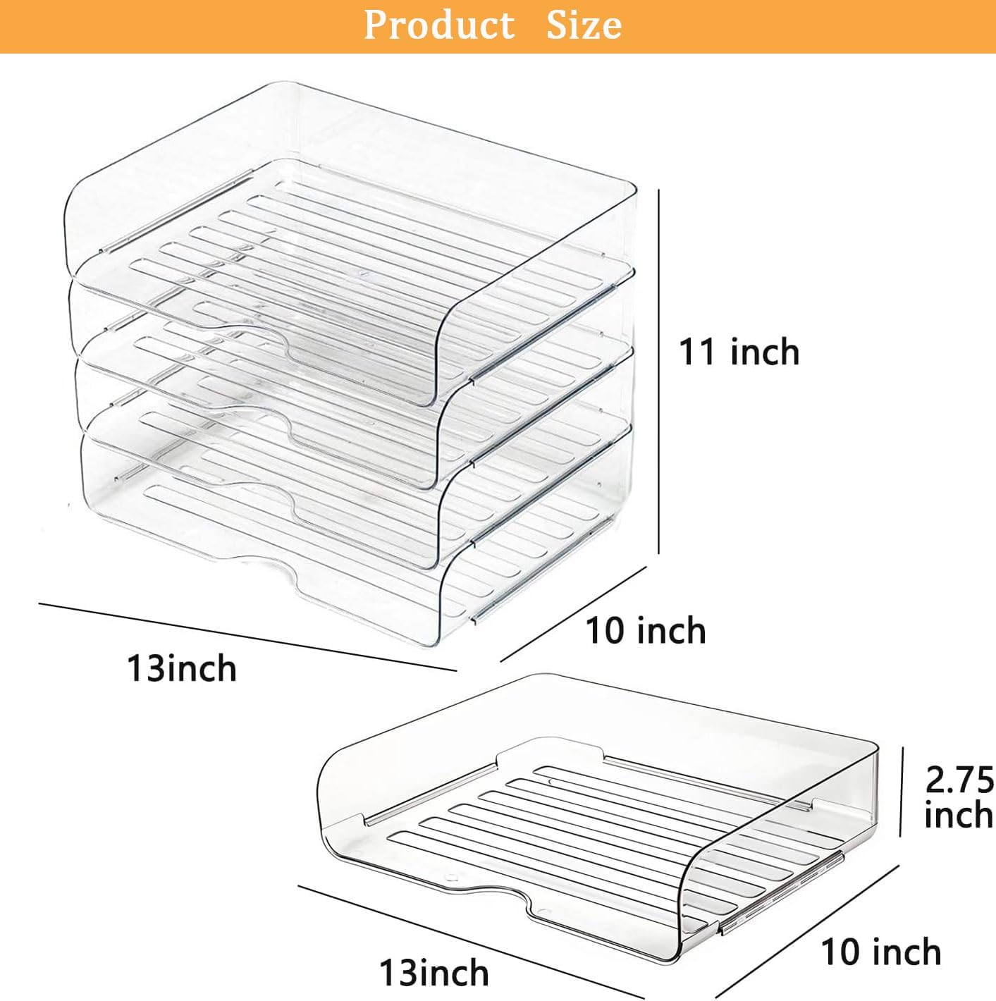 4-Tier Large-Capacity Paper Organizer, File Organizer for Desk, Stackable Paper Tray for Office, Home and School
