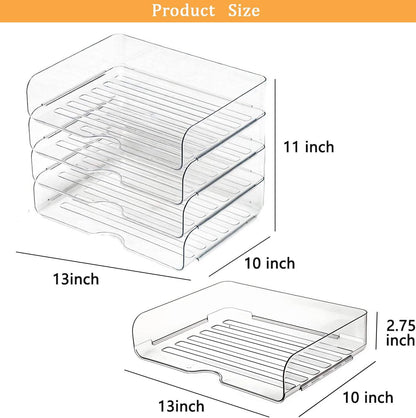 4-Tier Large-Capacity Paper Organizer, File Organizer for Desk, Stackable Paper Tray for Office, Home and School