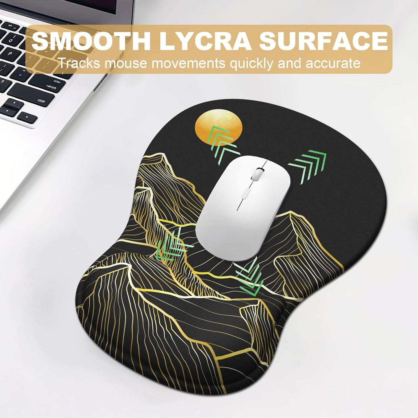 Ergonomic Mouse Pad with Wrist Rest and Keyboard Wrist Rest, Black Mousepad and Wrist Rest for Computer Keyboard, Pain Relief, Non-Slip PU Base, Gel Mouse Pad with Wrist Support for Gaming, Office