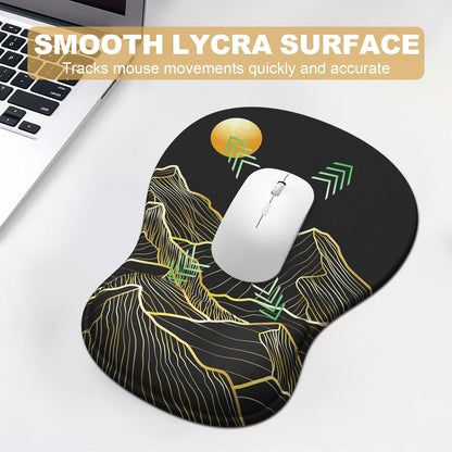 Ergonomic Mouse Pad with Wrist Rest and Keyboard Wrist Rest, Black Mousepad and Wrist Rest for Computer Keyboard, Pain Relief, Non-Slip PU Base, Gel Mouse Pad with Wrist Support for Gaming, Office