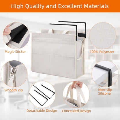 MASTLU Under Desk Hanging Storage Bag, Desk Organizer Storage, Office Side Storage Bag, Compatible with A4 Files, Detachable Handle Design, No Assembly Required, For Office Home School (Black)