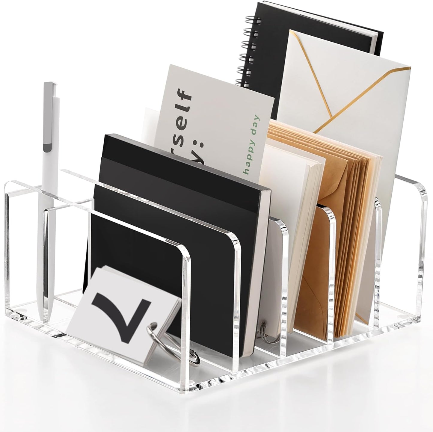 SANRUI 3 Compartments Mail Organizer Letter Holder for Desk ,Vertical Letter Holder,File Sorter Acrylic Desk Organizer Office Supplies,Clear