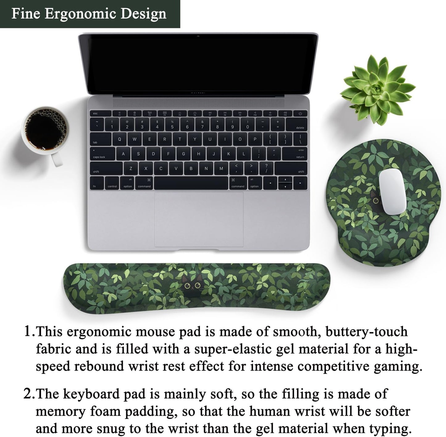 Ghost Book Mousepad with Wrist Rest Halloween Computer Keyboard Mouse Pad Black Cute, Mouse Pad with Wrist Rest for Computer Keyboard, 2 In1 Mousepad with Wrist Support Easy Typing&Relieve Wrist Pai
