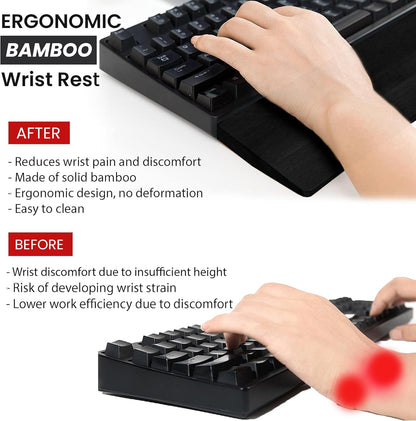 Kothar Wooden Keyboard Wrist Rest (Compact, Black)
