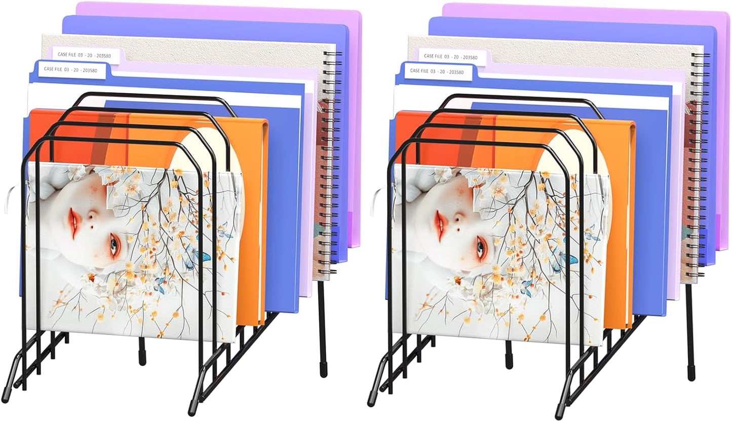 Gawerk Incline Metal Desk Magazine Folder Holder, Sorter Desk File Organizer with 8-Section Vertical Compartments Rack File Organizer for Office, Home, School