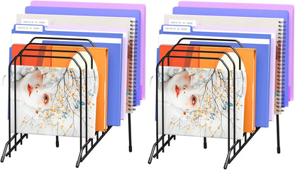 Gawerk Incline Metal Desk Magazine Folder Holder, Sorter Desk File Organizer with 8-Section Vertical Compartments Rack File Organizer for Office, Home, School