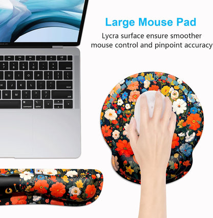 Dapesuom Keyboard Wrist Rest and Mouse Pad with Wrist Support, Cute Memory Foam Cushion for Keyboard and Mouse Set, Ergonomic Desktop Pad Rests with Non Slip Base for Easy Typing & Pain Relief, Pink