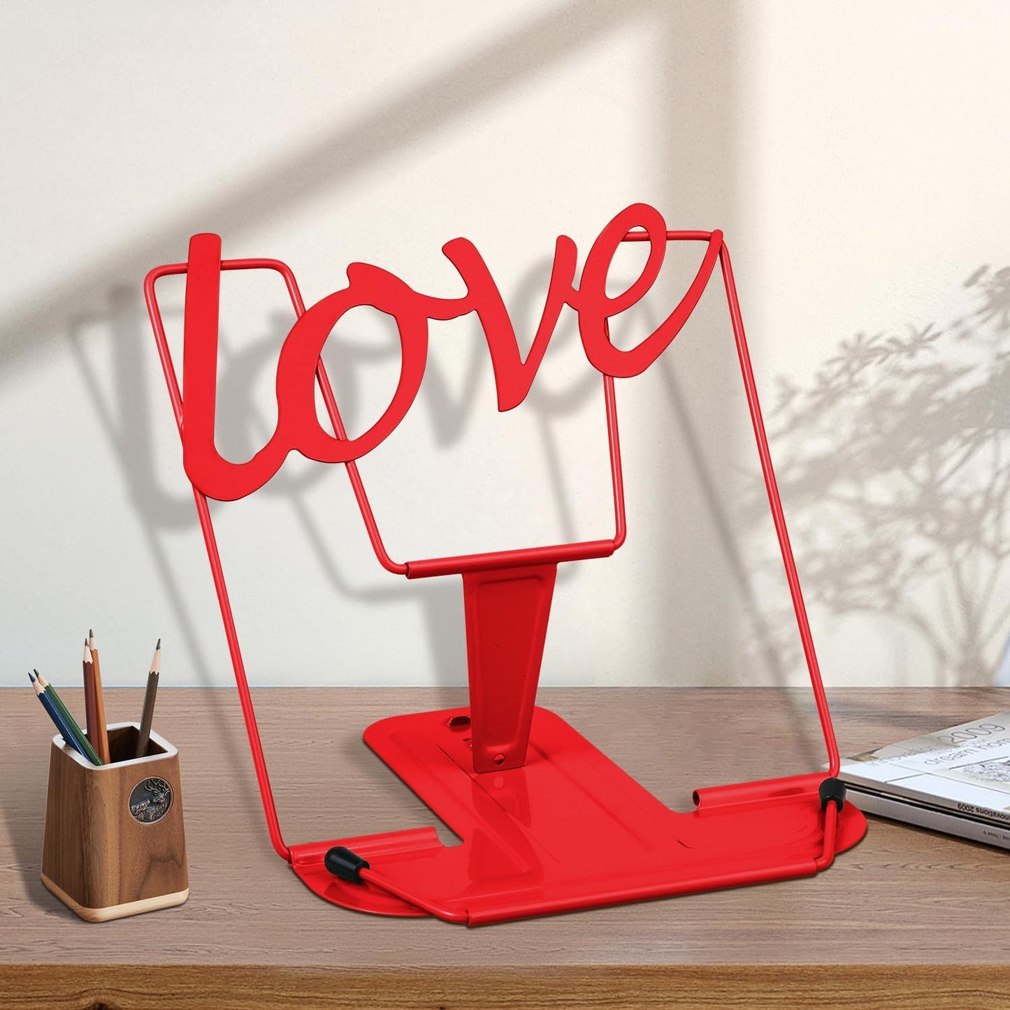Honagu Adjustable Metal Book Holder, Document Holder, Sturdy Typing Stand for Cookbooks, Textbooks, Tablets, Music Books (Green)