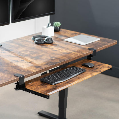 VIVO Large Clamp-on Computer Keyboard and Mouse Under Desk Slider Tray, 27 x 11 inch Pull Out Platform Drawer, White, MOUNT-KB05W