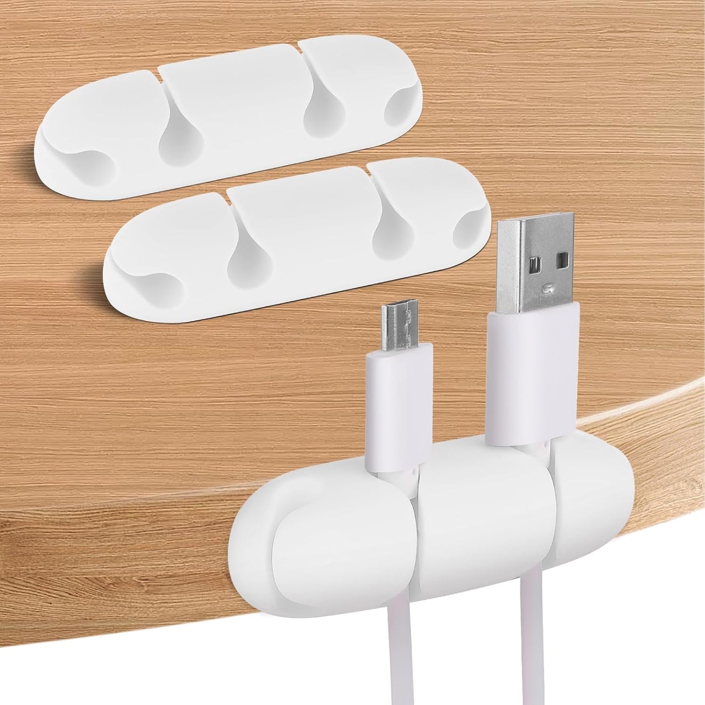 WLLHYF Cable Clips 3PCS Cord Wire Organizer Cable Management Holders 4 Hole Silicone Cable Harness USB Charging Accessory Cable Holder for Office and Home Desk (Black)