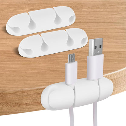 WLLHYF Cable Clips 3PCS Cord Wire Organizer Cable Management Holders 4 Hole Silicone Cable Harness USB Charging Accessory Cable Holder for Office and Home Desk (Black)