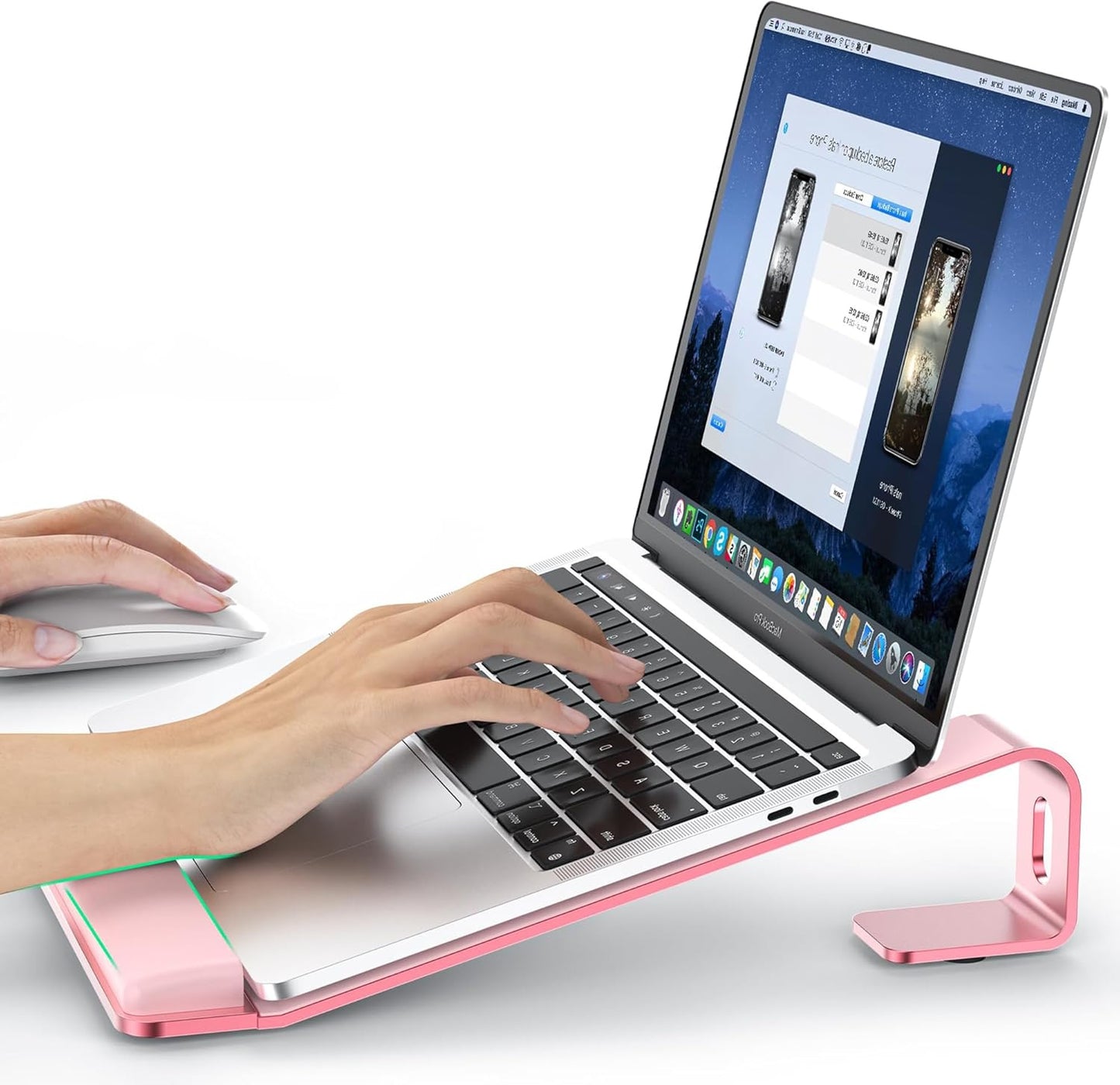 LOXP Laptop Stand for Desk, Metal Laptop Stand with Wrist Support, Ergonomic Detachable Laptop Riser, Aluminum Lectern, Computer Stand for MacBook Air Pro, HP, Dell, XPS, HP (10-17") Laptops - Black