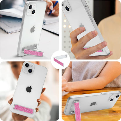 Mini Phone Kickstand, Folding Invisible Portable Metal Cell Phone Stand Holder for Desk, Compatible with iPhone, Samsung and All Cellphones, Black