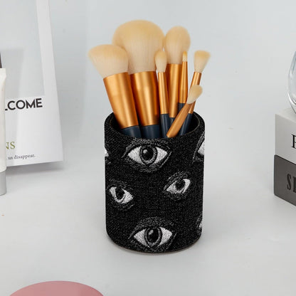 Leather Pen Holder for Desk, Love Cherry Pencil Organizer Pencil Cup Desk Decor Makeup Brush Holder Multifunctional Office Supplies for Home,Office, School